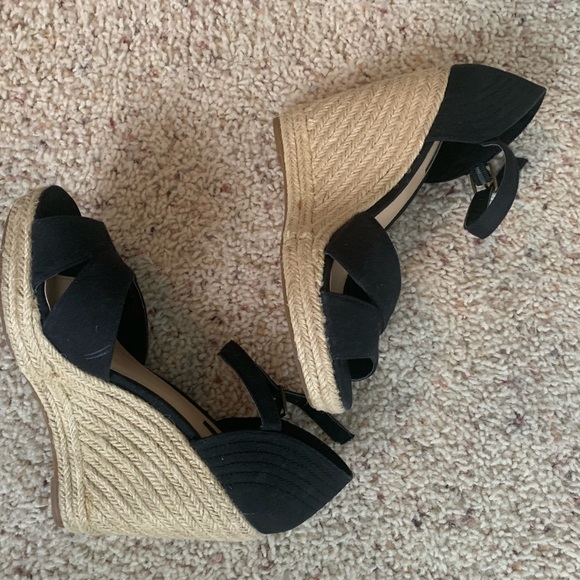 Forever 21 Shoes - Black espadrille wedges